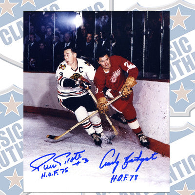 PIERRE PILOTE + ANDY BATHGATE autographed 8x10 photo (#448)